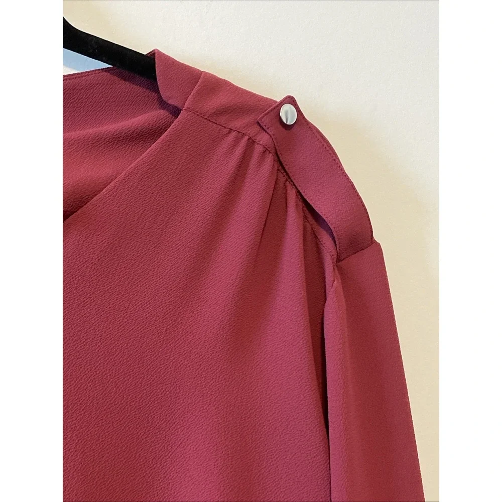 Maggie Sweet XL Rust Red Blouse Button Shoulder Long Sleeve Tunic Top